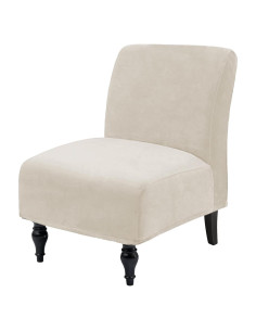 Funda de Silla TOPYUMH Terciopelo Marfil Ajustable