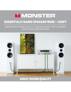 Cable de altavoz Monster Essentials 16 AWG 30,48 m audio 2
