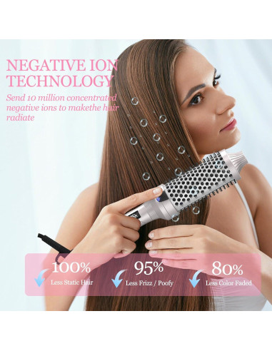 K&K Cepillo Térmico Redondo 4,32 cm 2 en 1 Alisador y Rizador