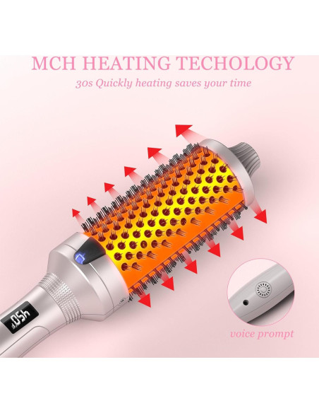 K&K Cepillo Térmico Redondo 4,32 cm 2 en 1 Alisador y Rizador