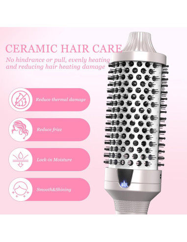 K&K Cepillo Térmico Redondo 4,32 cm 2 en 1 Alisador y Rizador