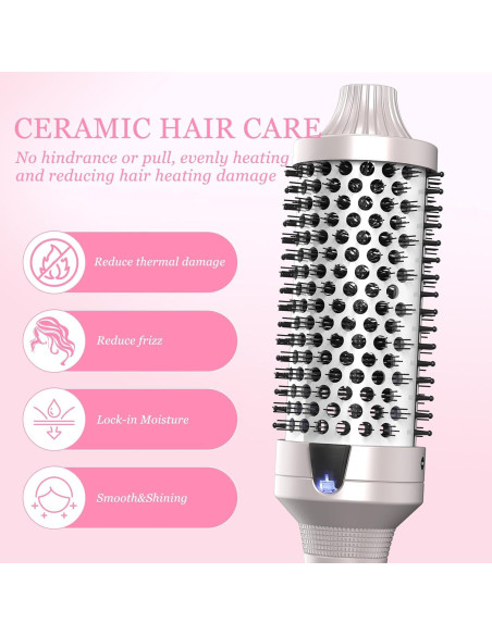 K&K Cepillo Térmico Redondo 4,32 cm 2 en 1 Alisador y Rizador