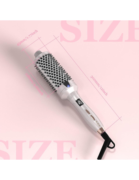 K&K Cepillo Térmico Redondo 4,32 cm 2 en 1 Alisador y Rizador