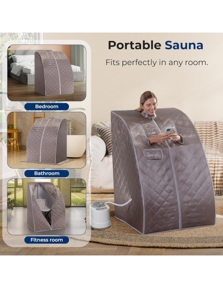 Sauna Portátil SereneLife 2L con Silla Plegable y Control Remoto
