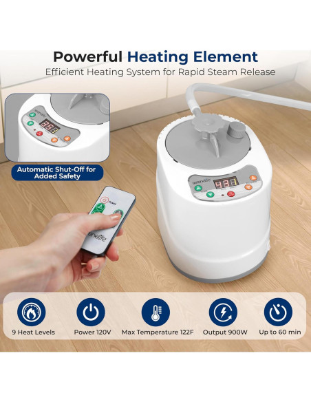 Sauna Portátil SereneLife 2L con Silla Plegable y Control Remoto
