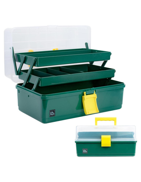Caja de Almacenamiento Creahaus 3 Capas 33 cm Verde Oscuro