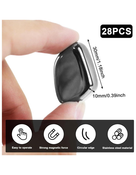 28 Imanes de Nevera MILEBAS Negros 30x10mm Fuertes