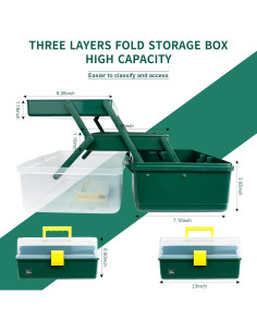 Caja de Almacenamiento Creahaus 3 Capas 33 cm Verde Oscuro 2