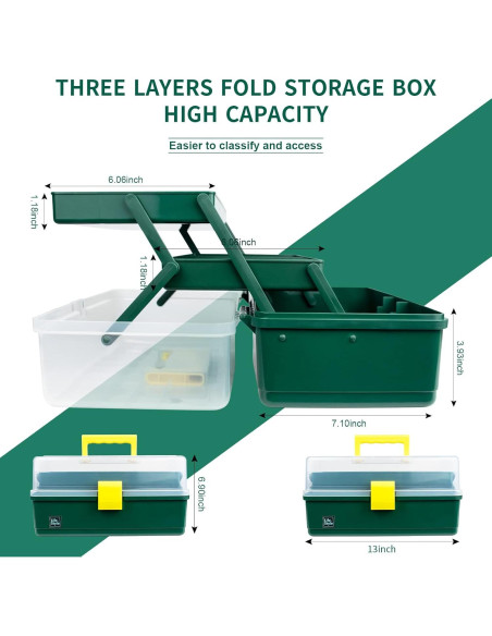 Caja de Almacenamiento Creahaus 3 Capas 33 cm Verde Oscuro