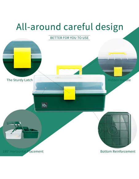 Caja de Almacenamiento Creahaus 3 Capas 33 cm Verde Oscuro