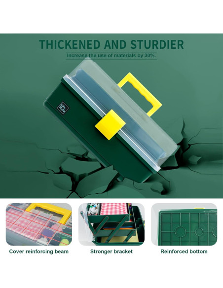 Caja de Almacenamiento Creahaus 3 Capas 33 cm Verde Oscuro