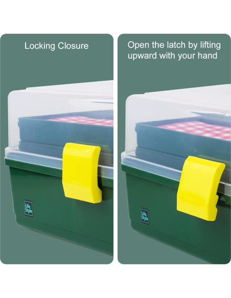 Caja de Almacenamiento Creahaus 3 Capas 33 cm Verde Oscuro