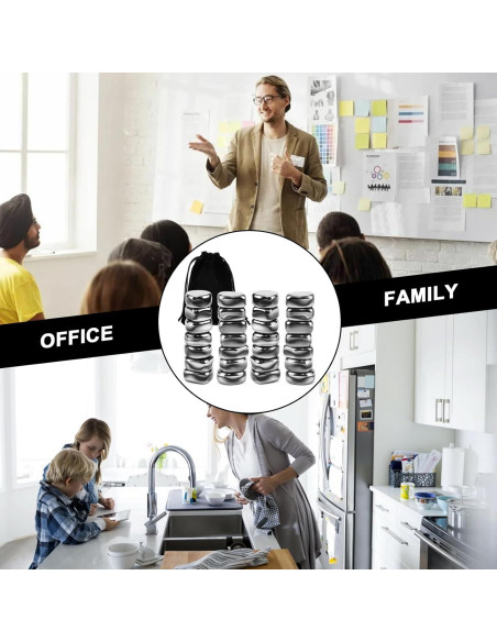 28 Imanes de Nevera MILEBAS Negros 30x10mm Fuertes