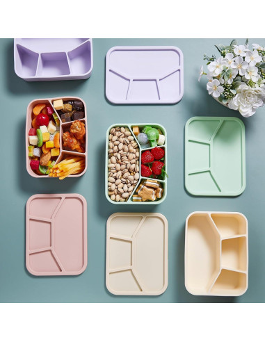 4 Cajas Bento de Silicona Ziliny Rectangulares a Prueba de Fugas
