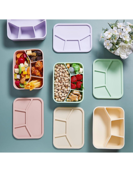 4 Cajas Bento de Silicona Ziliny Rectangulares a Prueba de Fugas