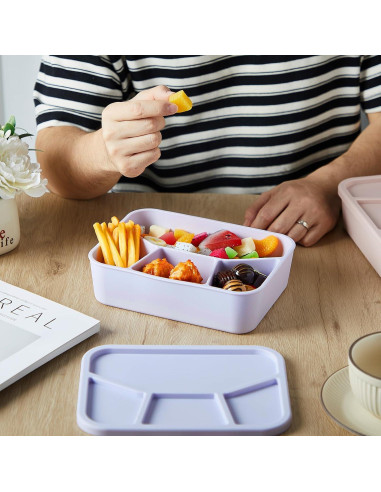 4 Cajas Bento de Silicona Ziliny Rectangulares a Prueba de Fugas