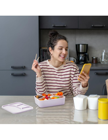4 Cajas Bento de Silicona Ziliny Rectangulares a Prueba de Fugas