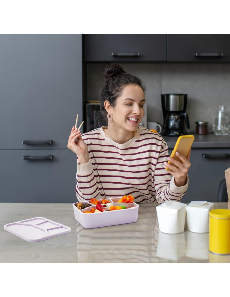 4 Cajas Bento de Silicona Ziliny Rectangulares a Prueba de Fugas