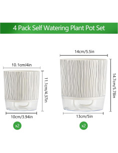 Juego de 4 macetas autorriego Samhe 10 y 14 cm para plantas 2