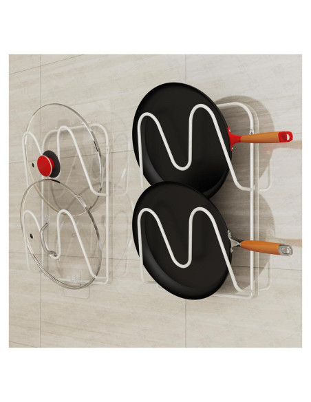 Soporte de Tapa de Olla MZTOOL 4 Niveles Blanco Organizador Soporte de Tapa de Olla MZTOOL 4 Niveles Blanco Organizador