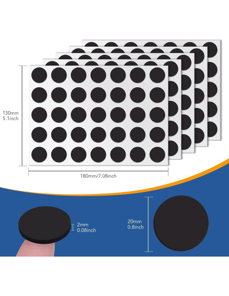 Puntos Magnéticos DIYMAG 20x2mm 140 Pcs Autoadhesivos