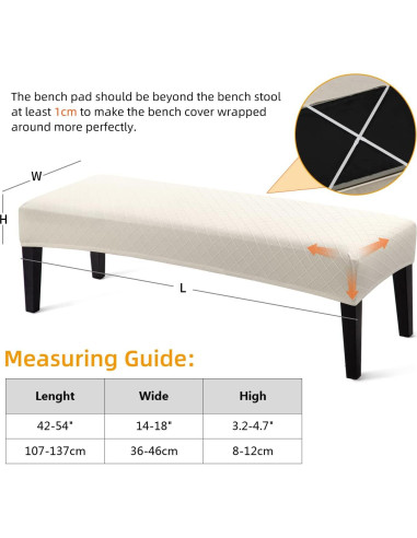 Cubierta de Banco de Comedor YISUN Beige Rectangular