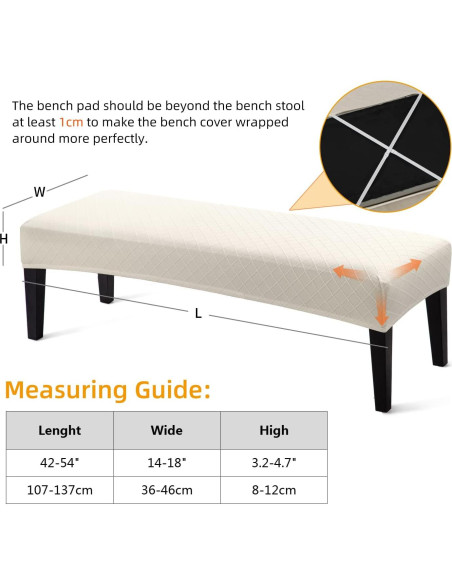 Cubierta de Banco de Comedor YISUN Beige Rectangular