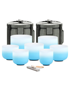 Set 7 Cuencos de Cuarzo 432HZ Azul 6-12 Pulgadas