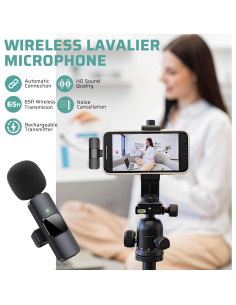 Kit Micrófono Lavalier Inalámbrico Doble SEAROSE - Audio Profesional 2