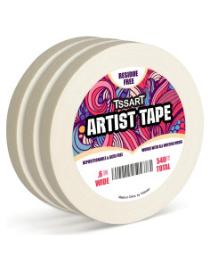 Paquete de 3 Cintas de Artista TSSART 1.52 cm Ancho 54.86 m
