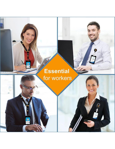 Portatarjetas vertical Dooyilets con cordón desmontable y carrete Portatarjetas vertical Dooyilets con cordón desmontable y carrete