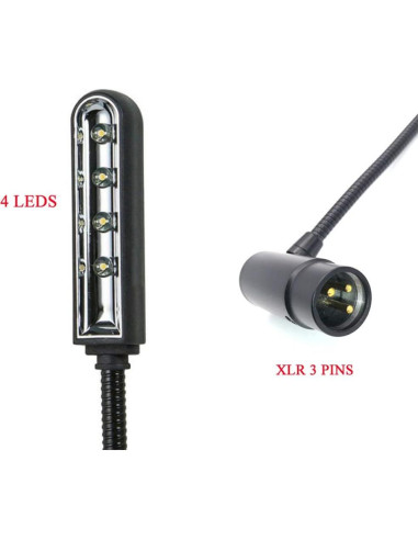 Lámpara LED JXRYWF 55,88 cm cuello de ganso XLR 3PIN