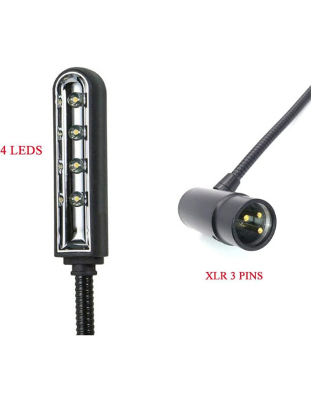 Lámpara LED JXRYWF 55,88 cm cuello de ganso XLR 3PIN