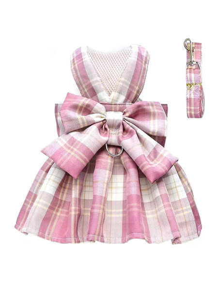 Conjunto Arnés y Vestido para Perro PETCARE Rosa S
