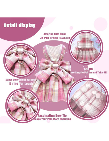 Conjunto Arnés y Vestido para Perro PETCARE Rosa S