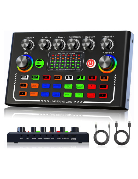 Facmogu F009 Mezclador de Audio Bluetooth para Podcast