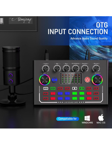 Facmogu F009 Mezclador de Audio Bluetooth para Podcast