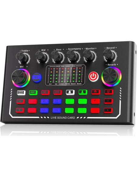 Facmogu F009 Mezclador de Audio Bluetooth para Podcast