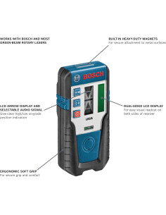 Receptor láser Bosch LR1G 152 m con soporte y batería 2