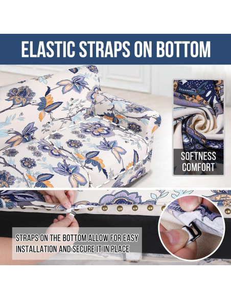 Cubiertas de Sofá Hyha 2 Piezas Floral Elástico Beige