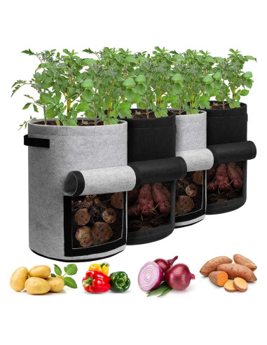 Bolsas de Cultivo Homyhoo 10 Galones con Ventana 4 Pzas