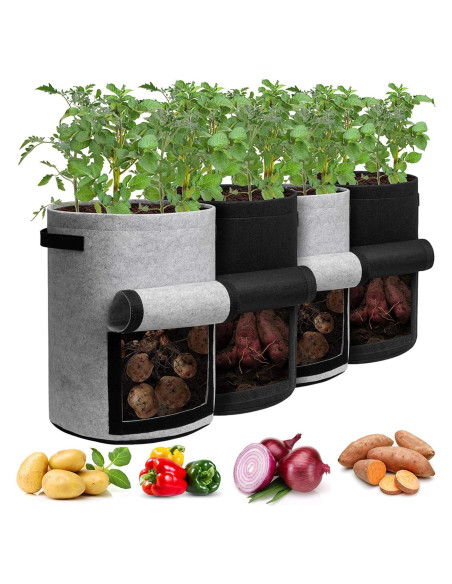 Bolsas de Cultivo Homyhoo 10 Galones con Ventana 4 Pzas