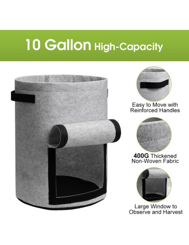 Bolsas de Cultivo Homyhoo 10 Galones con Ventana 4 Pzas