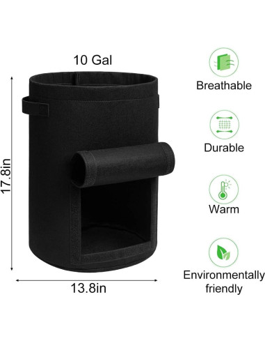 Bolsas de Cultivo Homyhoo 10 Galones con Ventana 4 Pzas