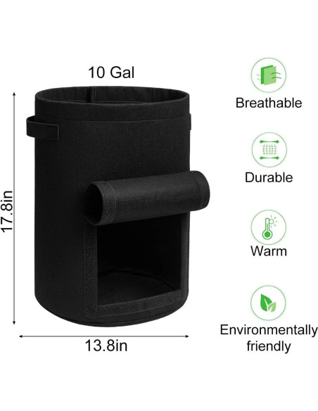 Bolsas de Cultivo Homyhoo 10 Galones con Ventana 4 Pzas