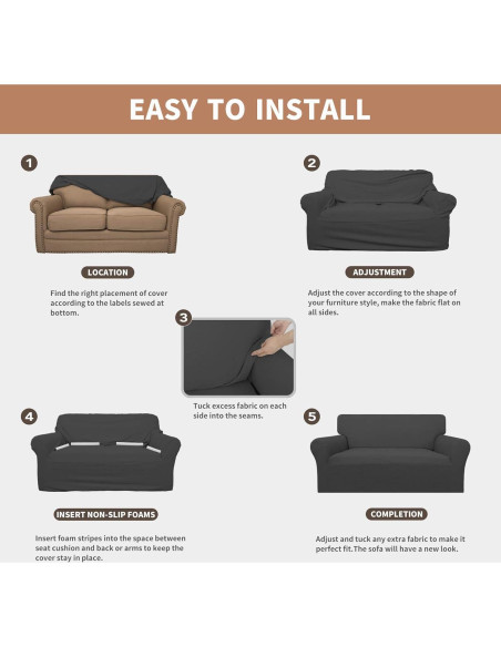 Easy-Going Funda de Silla Sofá Impermeable Gris Oscuro