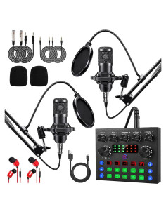 Kit de Podcast ALPOWL V8S2 con 2 Micrófonos y Mezclador