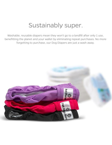 Paquete de 3 Pañales Lavables para Perros Pet Parents Grande