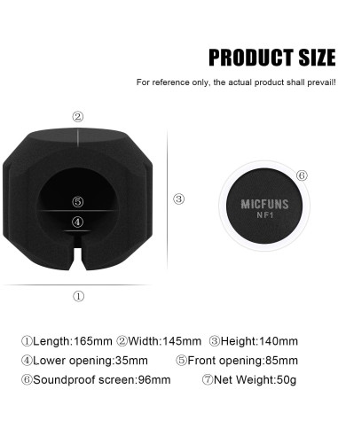 Filtro de Pop para Micrófono NF1 - Insonorizante Negro 8x6 cm