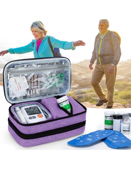Estuche de Viaje CURMIO para Insulina Doble Capa Morado